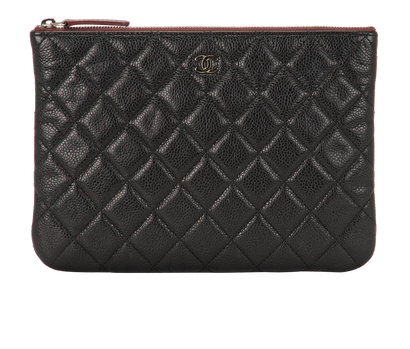 Chanel Logo Zip Pouch, &pound;720, Accessories, Black, Caviar/Caviar Leather, Front view